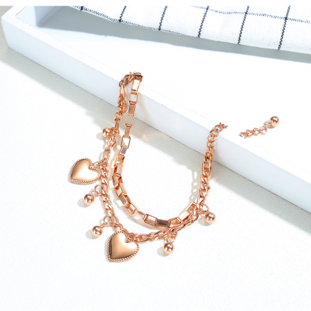 Bratara inox aurie cu inimioare – Stralucire si feminitate delicata [2]