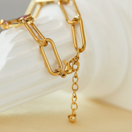 Bratara inox auriu Elegance cu zirconii colorate [5]