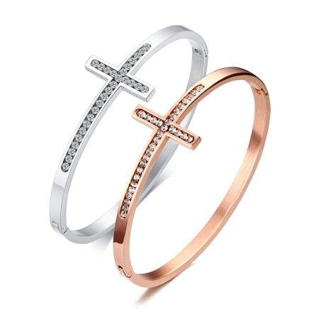 Bratara inox cruce cu zirconii [3]