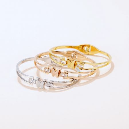 Bratara inox cu fluturas si zirconii [4]