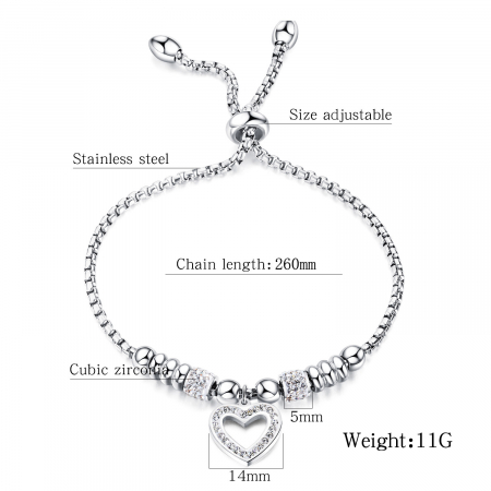 Bratara inox reglabila cu inimioara [6]