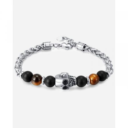 Bratara inox cu Ochi de Tigru si Craniu [14]