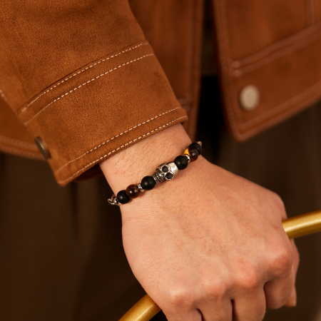 Bratara inox cu Ochi de Tigru si Craniu [3]