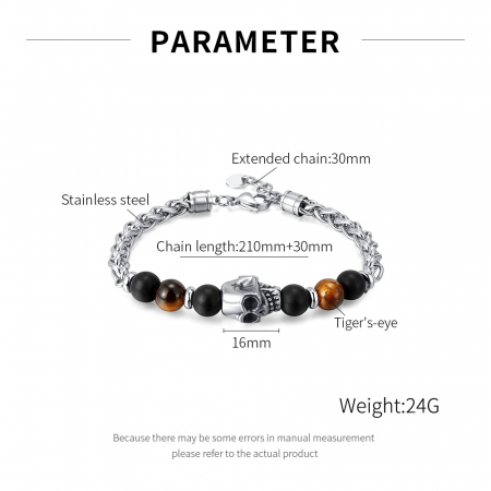 Bratara inox cu Ochi de Tigru si Craniu [7]