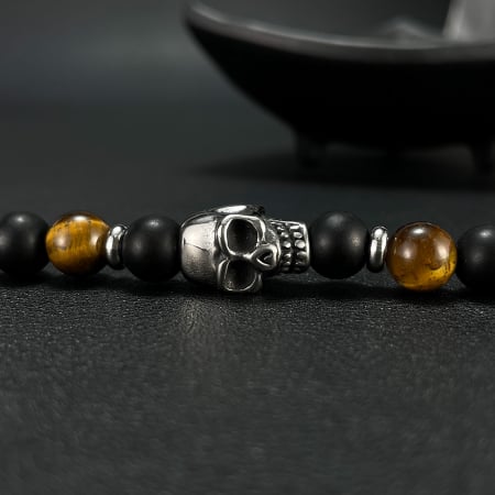 Bratara inox cu Ochi de Tigru si Craniu [11]