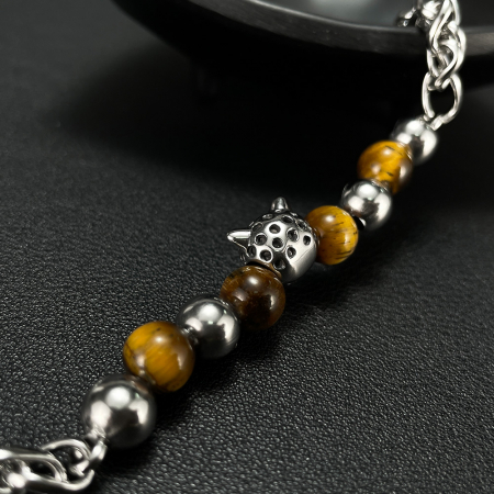 Bratara inox cu Ochi de Tigru si Cap de Leopard [8]