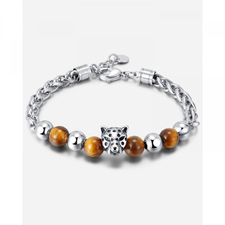 Bratara inox cu Ochi de Tigru si Cap de Leopard [13]