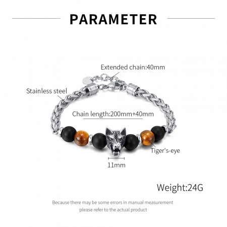 Bratara inox cu Ochi de Tigru si Cap de Lup [6]