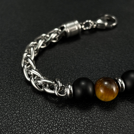 Bratara inox cu Ochi de Tigru si Cap de Lup [12]