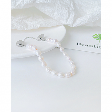 Bratara inox cu perle si inimioare [3]