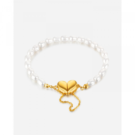 Bratara inox cu perle si inimioare [2]