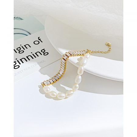 Bratara inox cu perle si zirconii [3]