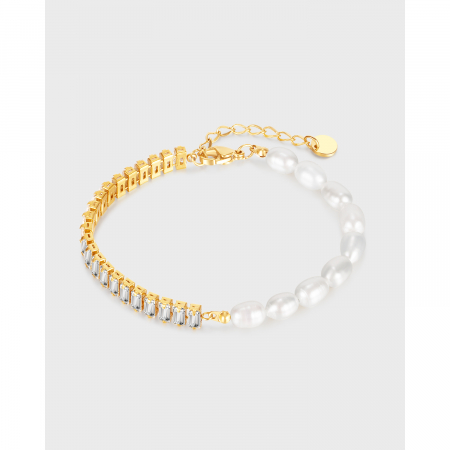 Bratara inox cu perle si zirconii [2]