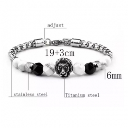 Bratara inox cu pietre semipretioase si Cap de Leu [1]