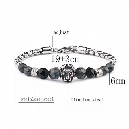 Bratara inox cu pietre semipretioase si Cap de Leu [2]