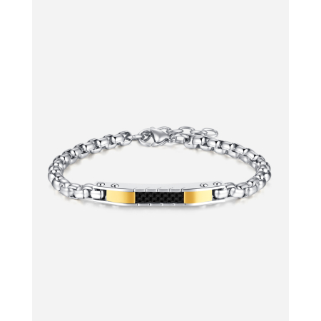 Bratara Unisex din inox cu placata aurie si fibra de carbon – Eleganta moderna [14]