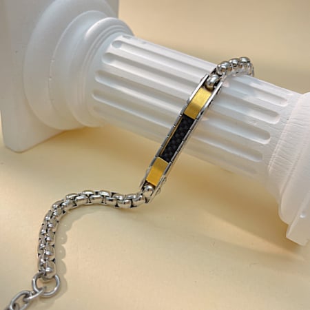 Bratara Unisex din inox cu placata aurie si fibra de carbon – Eleganta moderna [5]