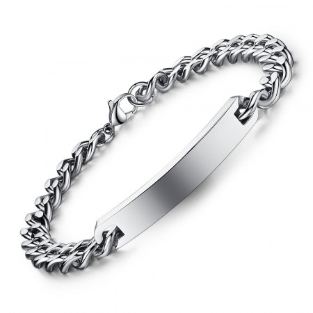 Bratara inox cu placuta curbata si lant 21 cm [1]