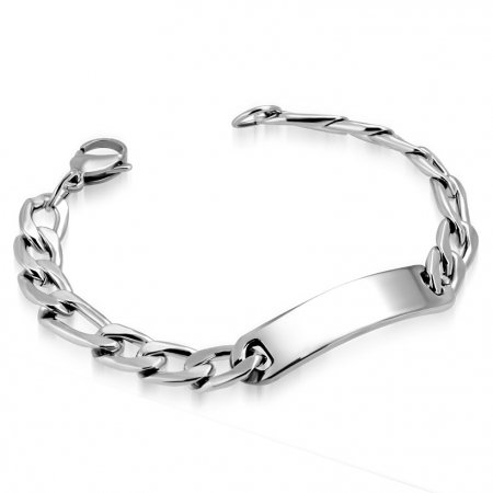 Bratara inox cu placuta 21 cm si lant figaro BSL3368 [0]