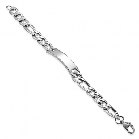 Bratara inox cu placuta 21 cm si lant figaro BSL3356 [1]