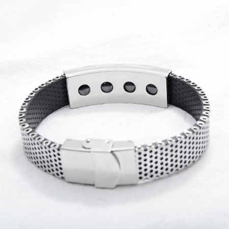 Bratara inox cu placuta argintie si magneti [4]
