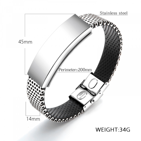 Bratara inox cu placuta argintie si magneti [3]