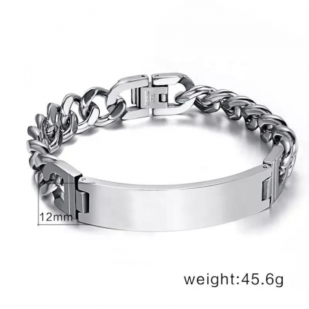 Bratara neagra din inox cu placuta curbata [3]