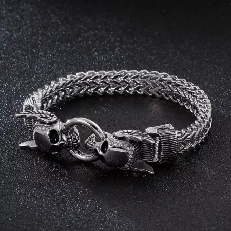 Bratara inox cu cranii si aripi de inger [1]