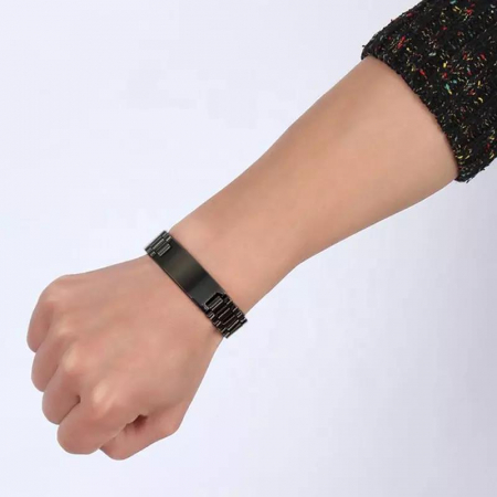 Bratara inox neagra cu placuta curbata [1]