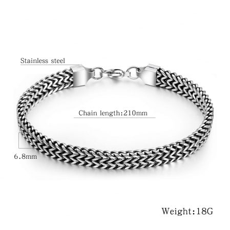 Bratara inox plata cu lant tesut [4]