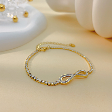 Bratara tennis inox cu zirconii si infinit [8]