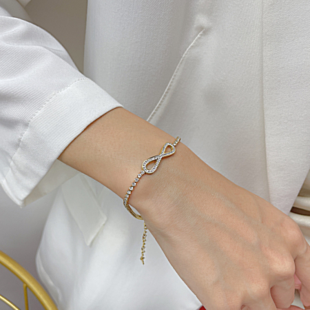 Bratara tennis inox cu zirconii si infinit [7]