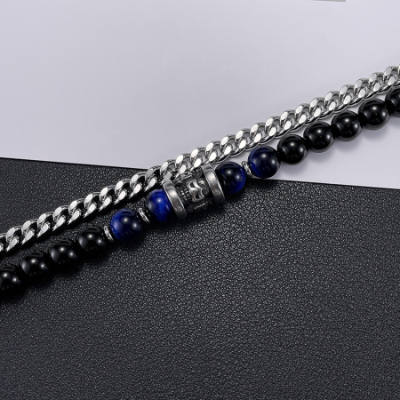 Bratara inox dubla cu Ochi de Tigru si Onix [4]