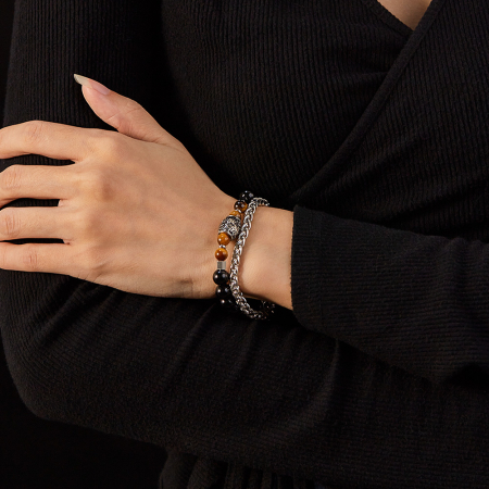 Bratara inox dubla cu Ochi de Tigru si Onix [10]