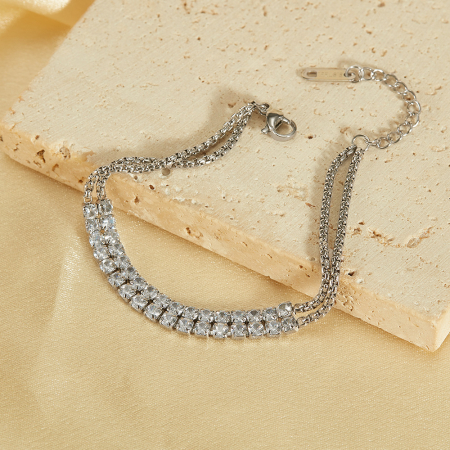 Bratara tennis inox dubla si reglabila cu zirconii [2]