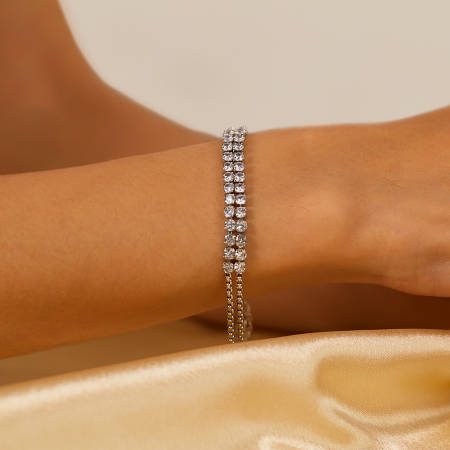 Bratara tennis inox dubla si reglabila cu zirconii [1]