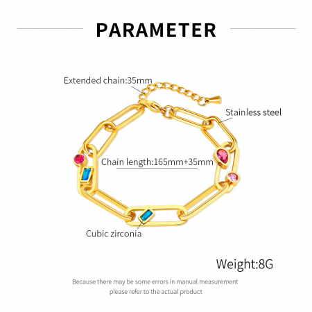 Bratara inox auriu Elegance cu zirconii colorate [7]