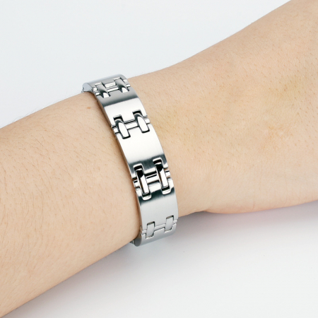 Bratara inox eleganta in 2 tonuri cu magneti, turmalina, germaniu si anioni [3]