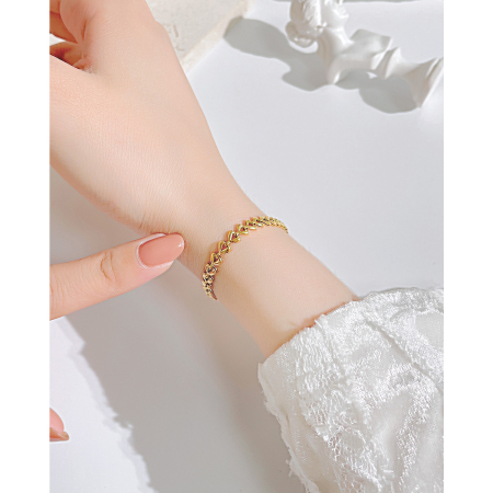 Bratara inox Frunza de Maslin placata cu Aur 18 k – Stralucire si Eleganta Naturala [1]