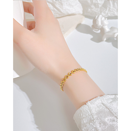 Bratara inox Frunza de Maslin placata cu Aur 18 k – Stralucire si Eleganta Naturala [5]