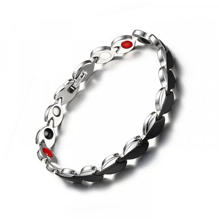 Bratara inox in 2 tonuri cu magneti, turmalina, germaniu si anioni [4]