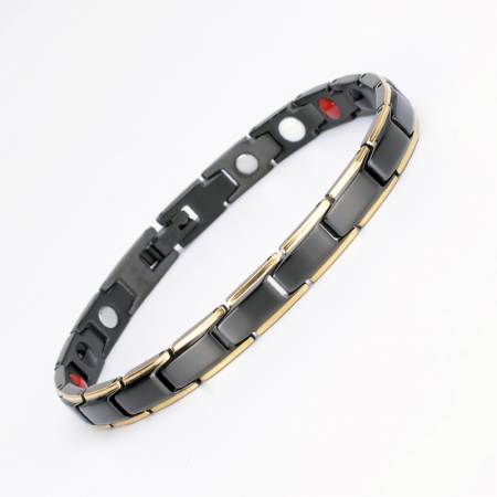 Bratara inox in 2 tonuri cu magneti, turmalina, germaniu si anioni [3]