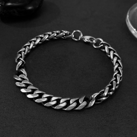 Bratara inox Lant Cubanez impletit – Stil Clasic si Masculin [6]