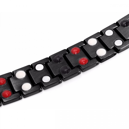 Bratara inox neagra cu magneti, turmalina, germaniu si anioni [2]