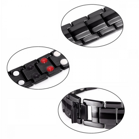 Bratara inox neagra cu magneti, turmalina, germaniu si anioni [4]