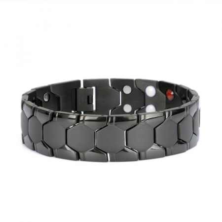 Bratara inox neagra cu magneti, turmalina, germaniu si anioni [1]