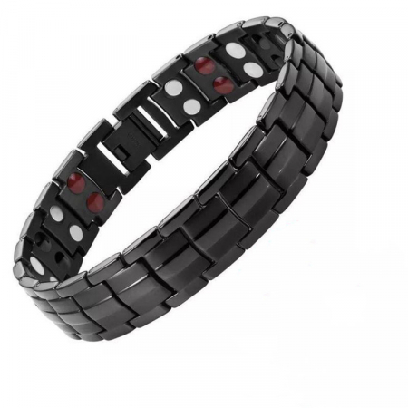 Bratara inox neagra cu magneti, turmalina, germaniu si anioni [3]