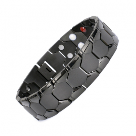 Bratara inox neagra cu magneti, turmalina, germaniu si anioni [7]