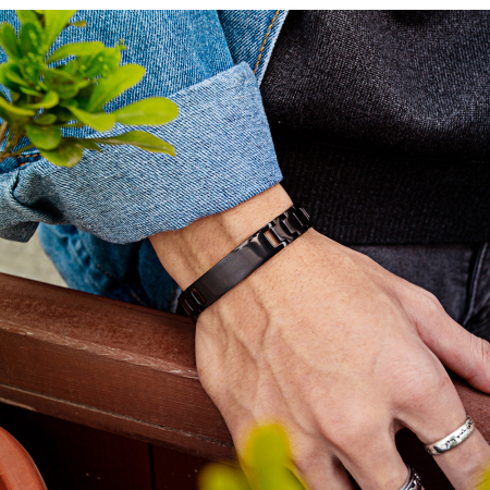 Bratara inox eleganta, neagra si cu placuta [2]