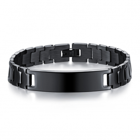 Bratara inox eleganta, neagra si cu placuta [4]